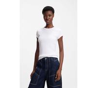 BOSS T-shirt Slim en coton stretch à logo brodé - Style C_Ecute, 50554675 Blanc S