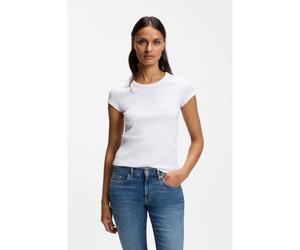 BOSS T-shirt Slim en coton stretch à logo brodé - Style C_Ecute, 50554675 Blanc S