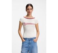 BOSS T-shirt Slim en coton stretch avec message imprimé - Style C_Etine_2, 50573190 Naturel XL