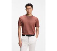 BOSS T-shirt structuré mouliné en coton, lin et soie - Style L-Tesar 133, 50560028 Rouge L