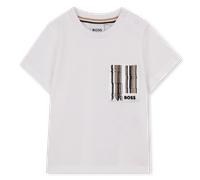 Hugo Boss T-shirt enfant J52895 en coton avec poche à rayures Signature Blanc 74