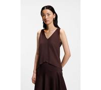 BOSS Top à col V en coton et lin - Style Ecleita, 50558964 Marron foncé M