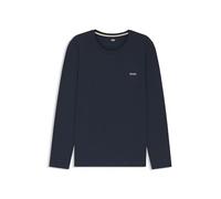 Hugo Boss – T-shirt manches longues Mix&Match LS-Shirt R – coton stretch, logo brodé – Bleu foncé