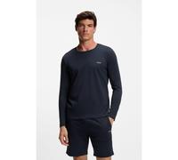BOSS Top à manches longues en coton stretch à logo brodé - Style Mix&Match LS-Shirt R, 50515390 Bleu foncé S