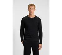 BOSS Top à manches longues en coton stretch à logo brodé - Style Mix&Match LS-Shirt R, 50515390 Noir S
