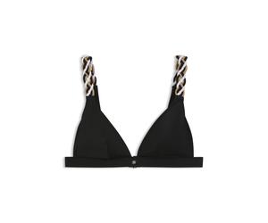 BOSS Top de bikini avec bretelles tressées à rayures emblématiques - Style TRIANGLE_BOSS BRAID, 50561291 Noir L