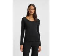BOSS Top de pyjama en coton mélangé à la structure gaufrée - Style Cosy Waffle_LS-Shirt, 50557175 Noir M