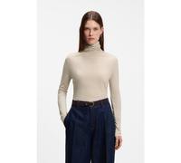 BOSS Top drapé à col cheminée en laine mélangée - Style Elavus, 50568349 Beige clair L