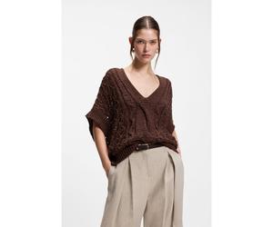 BOSS Top en maille de coton mélangé avec des détails en maille torsadée - Style Feonia, 50557585 Marron foncé XL