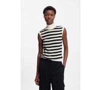 BOSS Top sans manches en laine mérinos à col montant - Style Fipini, 50544998 Blanc / Noir M