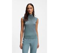 BOSS Top sans manches en laine mérinos à col montant - Style Fipini, 50544998 Bleu XL