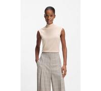 BOSS Top sans manches en laine mérinos à col montant - Style Fipini, 50544998 Naturel S