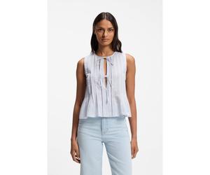 BOSS Top sans manches en mousseline de coton avec plis devant - Style C_Ilenna, 50559244 bleu clair 44
