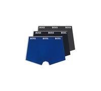 BOSS Boxers courts Trunk 3P Power – Lot de 3 coton stretch, logos à la taille – Bleu/Gris XL