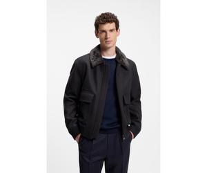 BOSS Veste aviateur Regular à col amovible en fourrure synthétique - Style H-Charly-251, 50535407 Bleu foncé 50