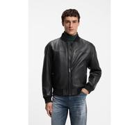 BOSS Veste bomber Regular en cuir nappa - Style Jokans, 50566568 Noir 46