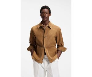BOSS Veste boutonnée en daim avec intérieur à carreaux - Style C-Mandrian, 50563881 Brun chiné 50