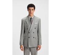 BOSS Veste de costume croisée en laine vierge à rayures - Style H-Huge-DB-254, 50558604 Gris à motif 54