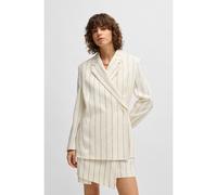 BOSS Veste de tailleur Relaxed en maille bouclette de lin mélangé à rayures - Style Janka-DB1, 50537458 Blanc à motif 38