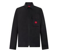 HUGO Surchemise zippée en toile de coton mélangé avec étiquette logo - Style Emmond, 50482701 Noir S