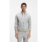 BOSS Veste en coton mélangé à la structure gaufrée - Style Structure Zip Jacket, 50559332 Gris chiné XXL