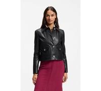 BOSS Veste en cuir à boutons logo polis - Style C_Sakara, 50562735 Noir 38