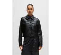 BOSS Veste en cuir à poignets contrastants et fermeture boutonnée - Style Sadenia, 50518239 Noir 36