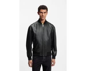 BOSS Veste en cuir avec poche sur une manche - Style Jakri, 50552151 Noir 56