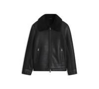 BOSS Veste en cuir grainé avec col en peau retournée - Style H-Morbin, 50570556 Noir 56