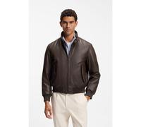 BOSS Veste en cuir matelassée à col montant - Style C-Marac, 50569852 Marron foncé 54
