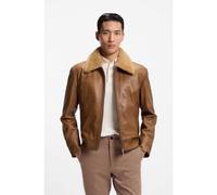 BOSS Veste en cuir nappa avec garnissage et col amovible en peau retournée - Style L-Mury, 50548620 Marron 56