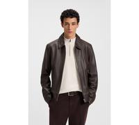 BOSS Veste en cuir Regular avec fermeture éclair - Style H-Mapson4, 50543214 Marron foncé 46