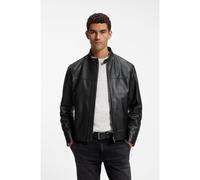 BOSS Veste en cuir Slim avec détails de motard - Style Joslay1, 50566585 Noir 50