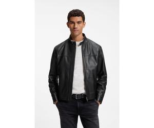 BOSS Veste en cuir Slim avec détails de motard - Style Joslay1, 50566585 Noir 54