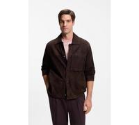 BOSS Veste en cuir suédé avec fermeture à boutons-pression - Style C-Molot, 50558651 Marron foncé 54