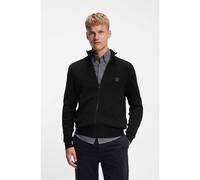 BOSS Veste en maille en coton et cachemire avec patch logo - Style Kanozip_S, 50543692 Noir XXL