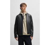 BOSS Veste Regular en cuir doux - Style Jomoto, 50518270 Noir 48
