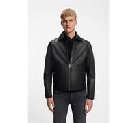 BOSS Veste Regular en cuir nappa - Style Jogear, 50552141 Noir 48