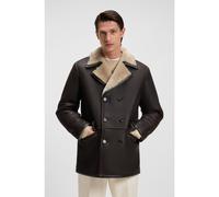BOSS Veste Regular en peau retournée italienne - Style L-Mabano, 50548628 Marron foncé 50