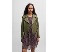 BOSS Veste Regular Fit en cuir nappa avec ceinture à boucle - Style C_Sameli, 50510964 Vert sombre 40