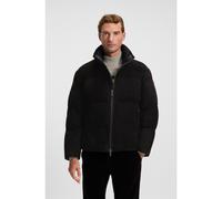 BOSS Veste Relaxed en cuir suédé imperméable - Style Jocamp, 50547546 Noir 46