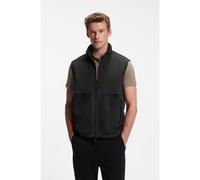 BOSS Veste sans manches en polaire effet peluche avec empiècements contrastants et logo - Style SW_Sveedy, 50574219 Noir XXL