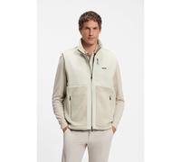 BOSS Veste sans manches en polaire effet peluche avec empiècements contrastants et logo - Style SW_Sveedy, 50574219 Beige clair L