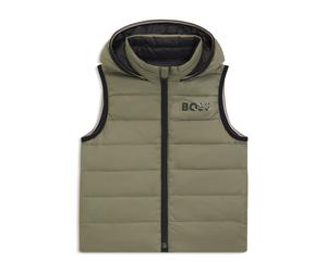 BOSS Veste sans manches réversible en duvet à logo imprimé pour enfant - Style J52395/72404A, J52395 Vert sombre 114