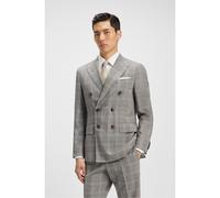 BOSS Veste Slim en laine vierge et soie à carreaux - Style L-Heston-DB-252, 50545382 Marron à motif 50