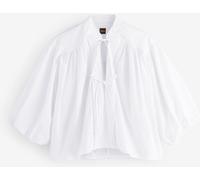 BOSS White Bales Puff Sleeve Blouse
