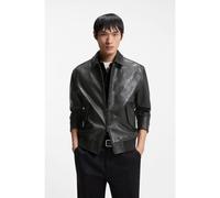 BOSS Year of the Horse Veste en cuir avec motif artistique gravé au laser - Style Yuze_CNY, 50556506 Noir 54