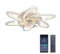 Bossen Ventilateur de Plafond avec éclairage, Φ24in, 50W Silencieux Moderne LED Plafonnier Ventilateur avec Télécommande et APP Dimmable 6 Lumières pour Salon Chambre Salle à Manger (Blanc)