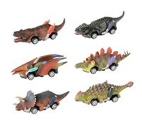 BOSSETY 6Pcs Voitures Dinosaures à Friction pour Enfants de 3 à 5 Ans - Jouets Dinosaures pour Garçons et Filles de 3 à 5 Ans et Plus - Jeux de Dinosaures avec T-Rex - Cadeau pour Les Tout-Petits