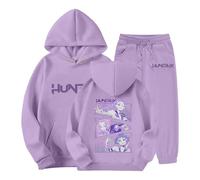 BOSSETY Kpop Demons Hunters Survêtement Fille Ensemble 2 Pièces Vintage Y2K Hoodie Pantalon et Haut Sweats à Capuche Jogging Vêtements Imprimés Huntrix Sportswear
